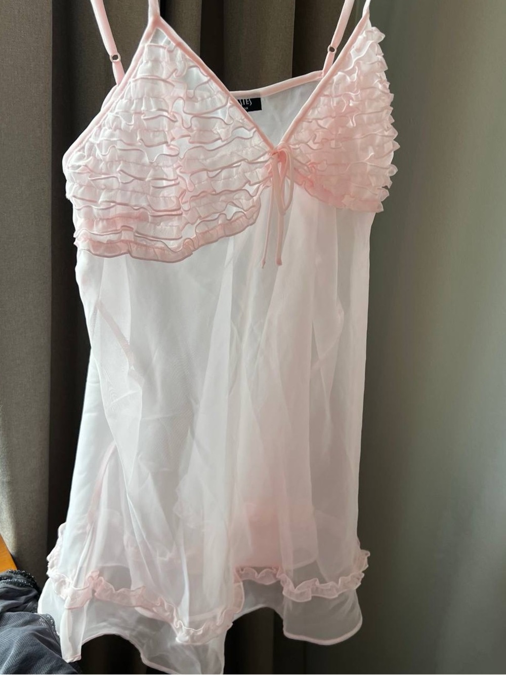 Vintage Fantasie Pale Pink Sheer Ruffle Chemise